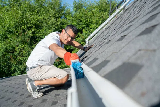 A person is doing roof cleaning services in Taylor, TX.