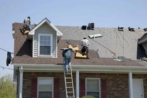 A professional roofing crew is performing roof installation as part of our comprehensive Roof Replacement Services in Round Rock, TX .