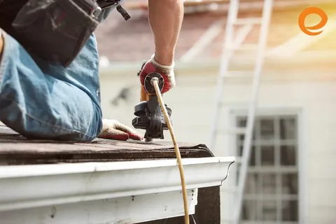 A skilled roofer is providing expert roof repair services on a residential property, exemplifying the quality of our Roof Replacement Services in Round Rock, TX .